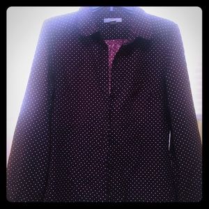 Burgundy polka dot shirt